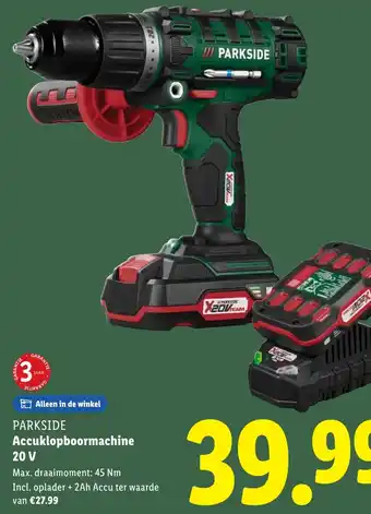 Lidl Parkside Accuklopboormachine 20 V aanbieding