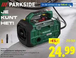 Lidl Parkside Accucompressor en luchtpomp 20 V aanbieding