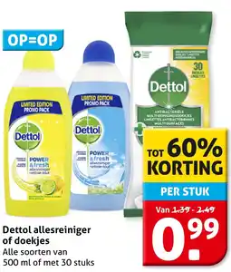 Hoogvliet Dettol allesreiniger of doekjes aanbieding