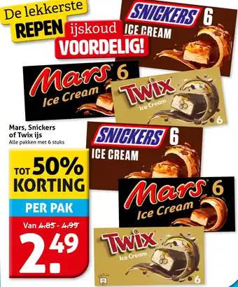 Hoogvliet Mars, Snickers of Twix ijs aanbieding