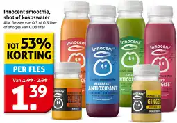 Hoogvliet Innocent smoothie, shot of kokoswater aanbieding