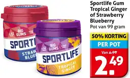 Hoogvliet Sportlife Gum Tropical Ginger of Strawberry Blueberry aanbieding