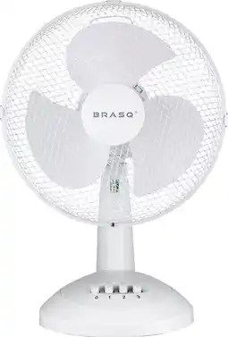 Praxis Brasq Tafelventilator - Ventilator Staand Kantelbaar 35w - Fan - 3 Snelheden - Waaier Ø 30cm Wit aanbieding