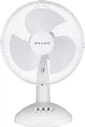 Praxis Brasq Tafelventilator - Ventilator Staand Kantelbaar 35w - Fan - 3 Snelheden - Waaier Ø 30cm Wit aanbieding