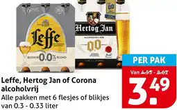 Hoogvliet Leffe, Hertog Jan of Corona alcoholvrij aanbieding