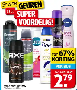 Hoogvliet Alle A-merk deospray aanbieding