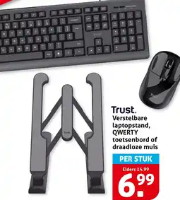Hoogvliet Trust. Trust. Verstelbare laptopstand, QWERTY toetsenbord of draadloze muis aanbieding