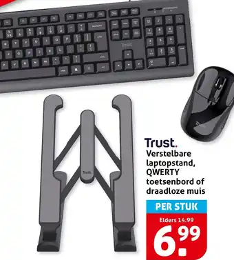 Hoogvliet Trust. Trust. Verstelbare laptopstand, QWERTY toetsenbord of draadloze muis aanbieding