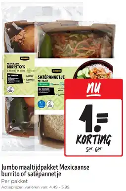 Jumbo Jumbo maaltijdpakket Mexicaanse burrito of satépannetje aanbieding