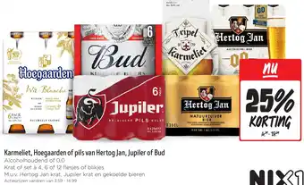 Jumbo Karmeliet, Hoegaarden of pils van Hertog Jan, Jupiler of Bud aanbieding