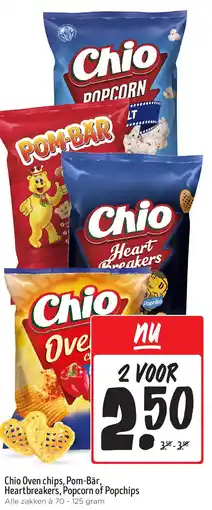 Jumbo Chio Oven chips, Pom-Bär, Heartbreakers, Popcorn of Popchips aanbieding