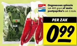 Nettorama Ongewassen spinazie of zoete puntpaprika's aanbieding