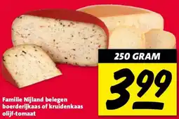 Nettorama Familie Nijland belegen boerderijkaas of kruidenkaas olijf-tomaat aanbieding