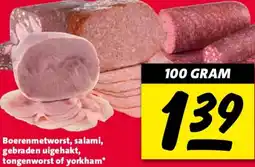 Nettorama Boerenmetworst, salami, gebraden uigehakt, tongenworst of yorkham aanbieding