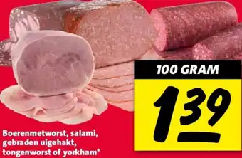 Nettorama Boerenmetworst, salami, gebraden uigehakt, tongenworst of yorkham aanbieding