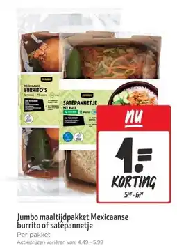Jumbo Jumbo maaltijdpakket Mexicaanse burrito of satépannetje aanbieding