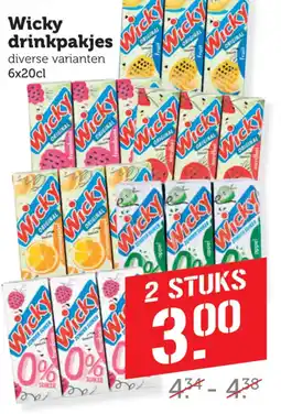 Coop Wicky drinkpakjes aanbieding