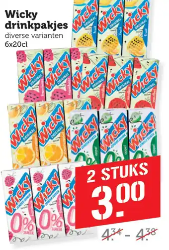 Coop Wicky drinkpakjes aanbieding
