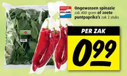 Boni Ongewassen spinazie of zoete puntpaprika's aanbieding