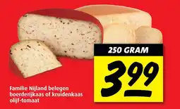 Boni Familie Nijland belegen boerderijkaas of kruidenkaas olijf tomaat aanbieding