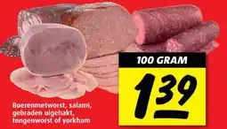 Boni Boerenmetworst, salami, gebraden uigehakt, tongenworst of yorkham aanbieding