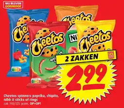 Boni Cheetos spinners paprika, chipito, nibb it sticks of rings aanbieding