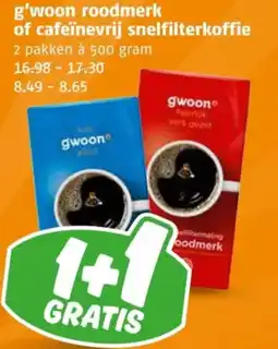 Poiesz g'woon roodmerk of cafeïnevrij snelfilterkoffie aanbieding