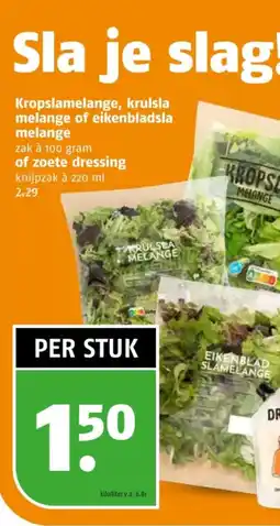 Poiesz Kropslamelange, krulsla melange of eikenbladsla melange of zoete dressing aanbieding