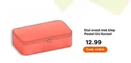 The Read Shop Etui ovaal met klep Pastel Uni Koraal aanbieding