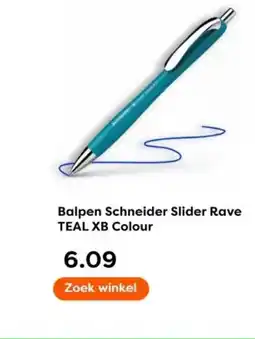 The Read Shop Balpen Schneider Slider Rave TEAL XB Colour aanbieding