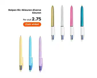 The Read Shop Balpen Bic 4kleuren diverse kleuren aanbieding