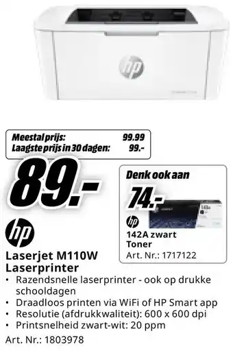 MediaMarkt Laserjet M110W Laserprinter aanbieding