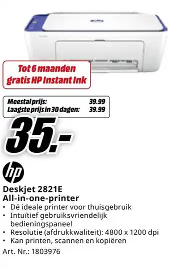 MediaMarkt Deskjet 2821E All-in-one-printer aanbieding