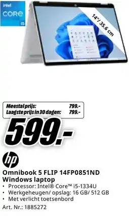 MediaMarkt hp Omnibook 5 FLIP 14FP0851ND Windows laptop aanbieding