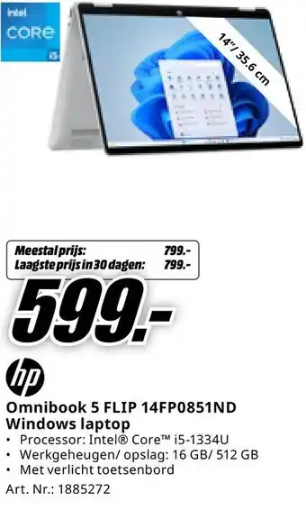 MediaMarkt hp Omnibook 5 FLIP 14FP0851ND Windows laptop aanbieding