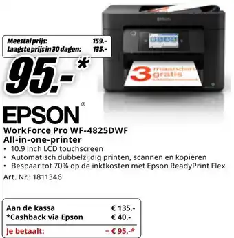 MediaMarkt EPSON WorkForce Pro WF-4825DWF All-in-one-printer aanbieding