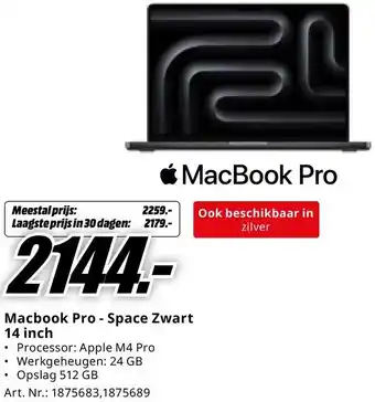 MediaMarkt Macbook Pro Space Zwart aanbieding