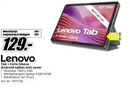 MediaMarkt Lenovo Tab + Folio Sleeve Android tablet met cover aanbieding