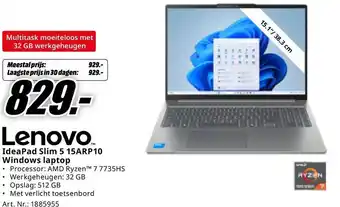 MediaMarkt Lenovo IdeaPad Slim 5 15ARP10 aanbieding