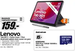 MediaMarkt Lenovo Tab M11 +Folio Case + Pen Android tablet met cover en pen aanbieding