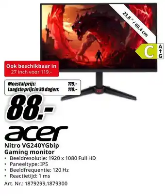 MediaMarkt Nitro VG240YGbip Gaming monitor aanbieding