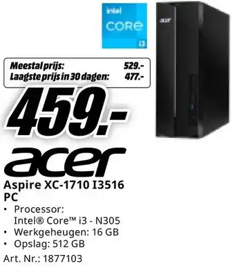 MediaMarkt acer Aspire XC-1710 I3516 PC aanbieding