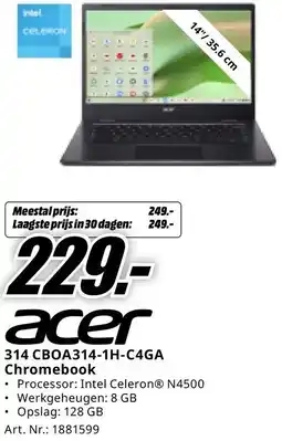MediaMarkt acer 314 CBOA314-1H-C4GA Chromebook aanbieding