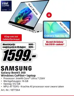 MediaMarkt SAMSUNG Galaxy Book5 360 Windows CoPilot+ laptop aanbieding