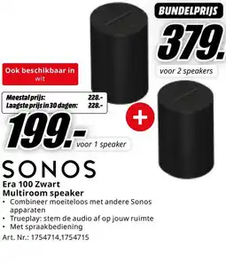 MediaMarkt SONOS Era 100 Zwart Multiroom speaker aanbieding