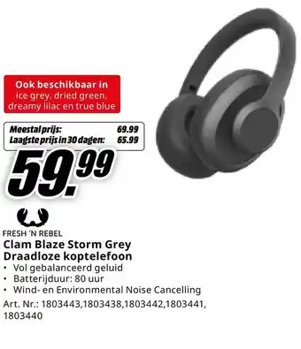 MediaMarkt Clam Blaze Storm Grey Draadloze koptelefoon aanbieding