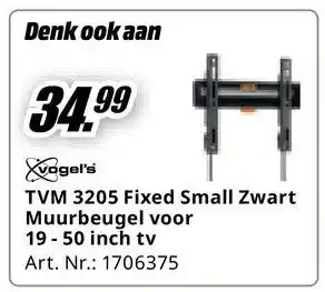 MediaMarkt TVM 3205 Fixed Small Zwart Muurbeugel voor aanbieding
