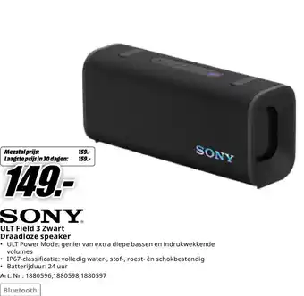 MediaMarkt SONY ULT Field 3 Zwart Draadloze speaker aanbieding