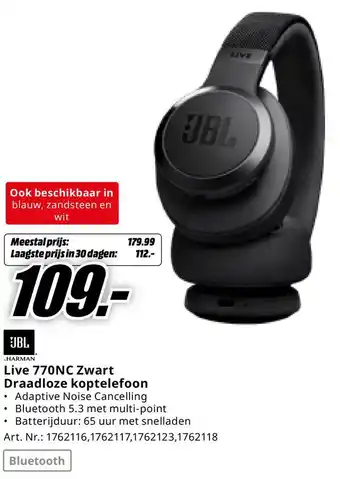 MediaMarkt Live 770NC Zwart Draadloze koptelefoon aanbieding