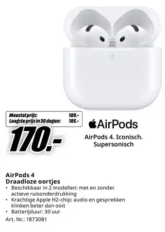 MediaMarkt AirPods 4 Draadloze oortjes aanbieding